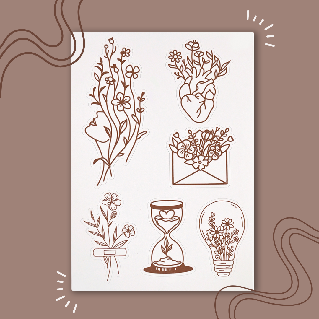Pehechaan Plain Line Art Stickers (Pack of 6)