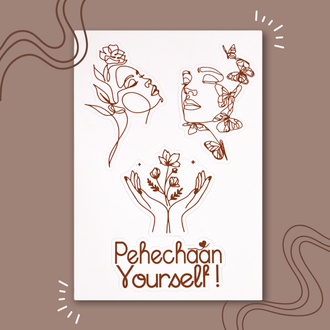Pehechaan Yourself Line Art Stickers (Pack of 4)