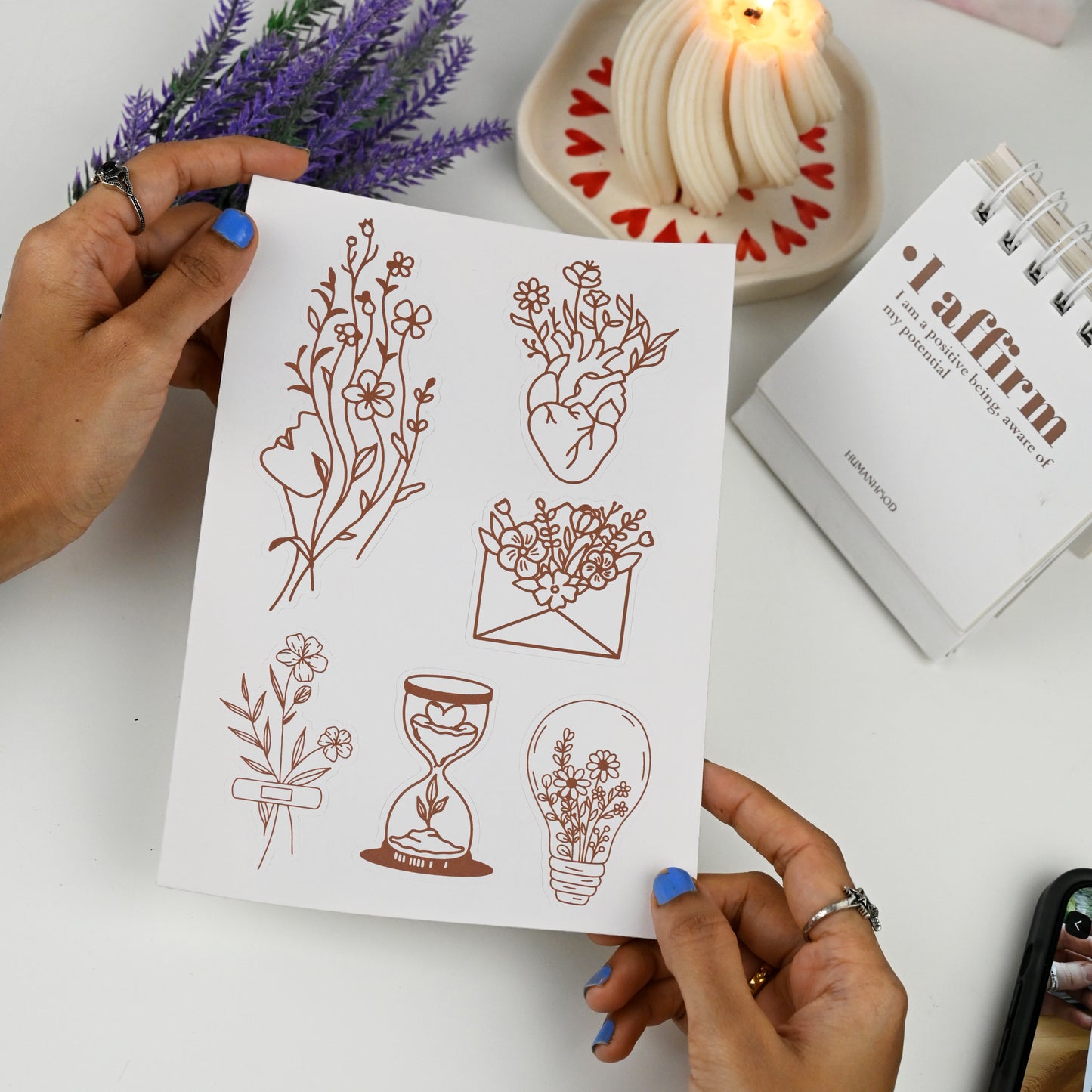 Pehechaan Plain Line Art Stickers (Pack of 6)